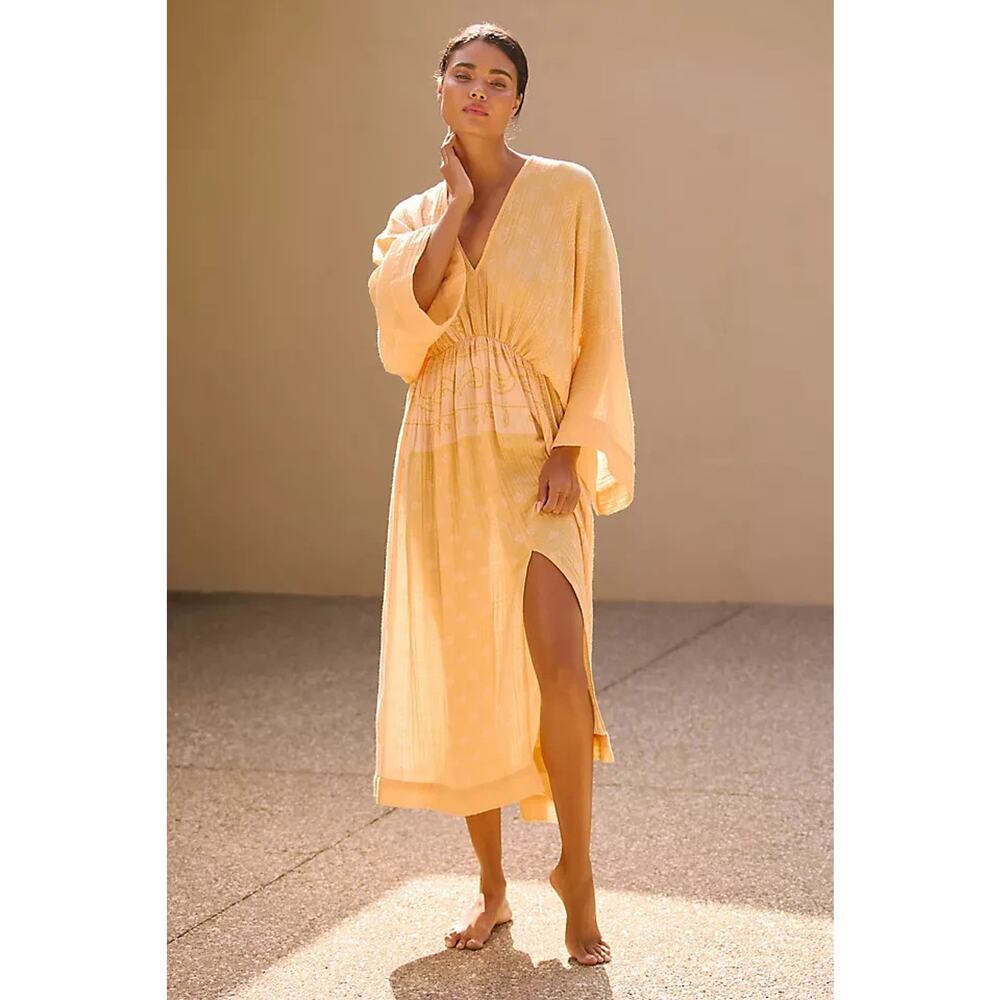NWT By Anthropologie Orange Gauze Maxi Dress O/S